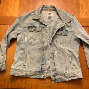 Old navy distressed denim jacket size L